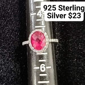 925 Sterling Silver Halo Style Ring with CZ Accent Stones